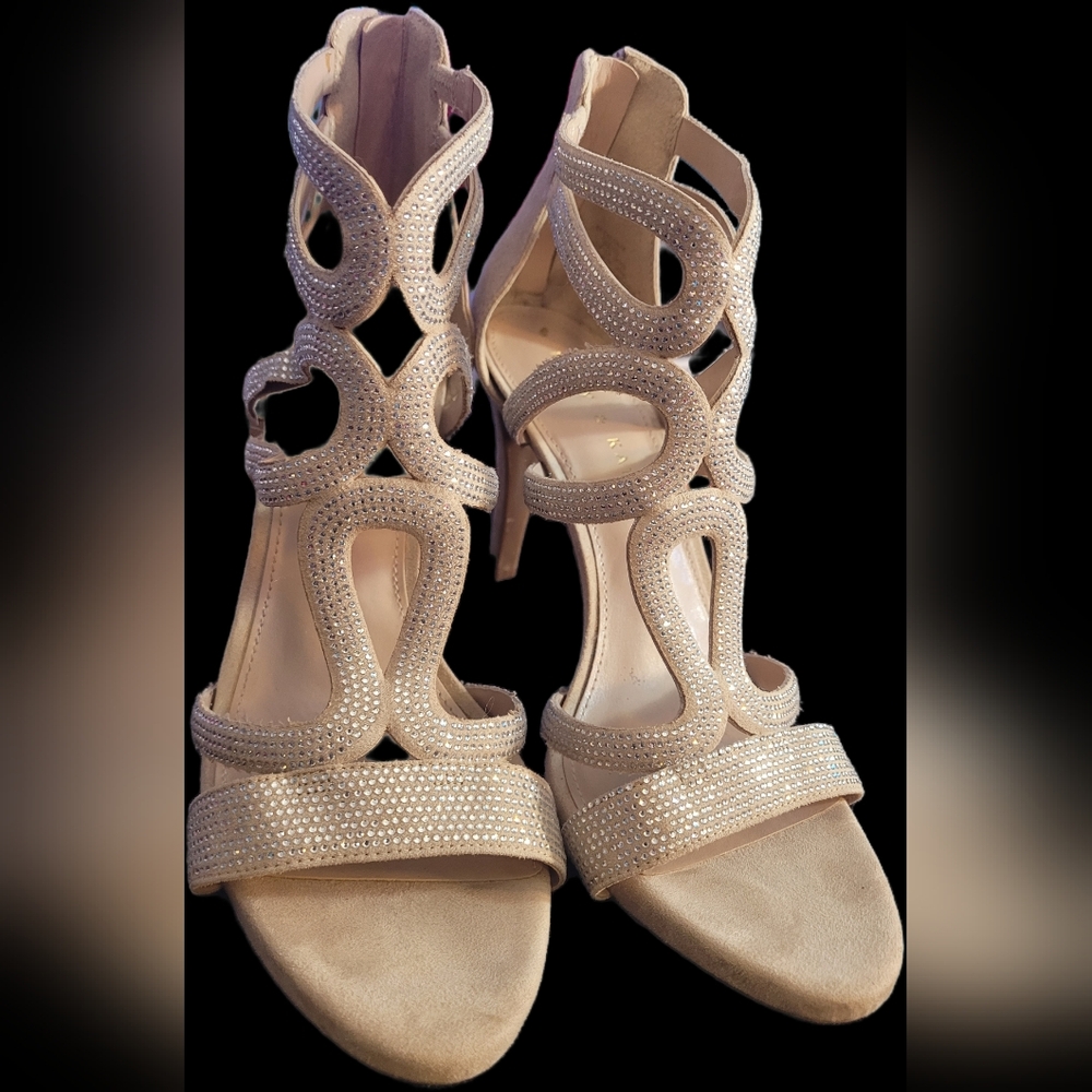 Kelly & Katie Nude Crystal Cutout High Heel Sandals Size 9M